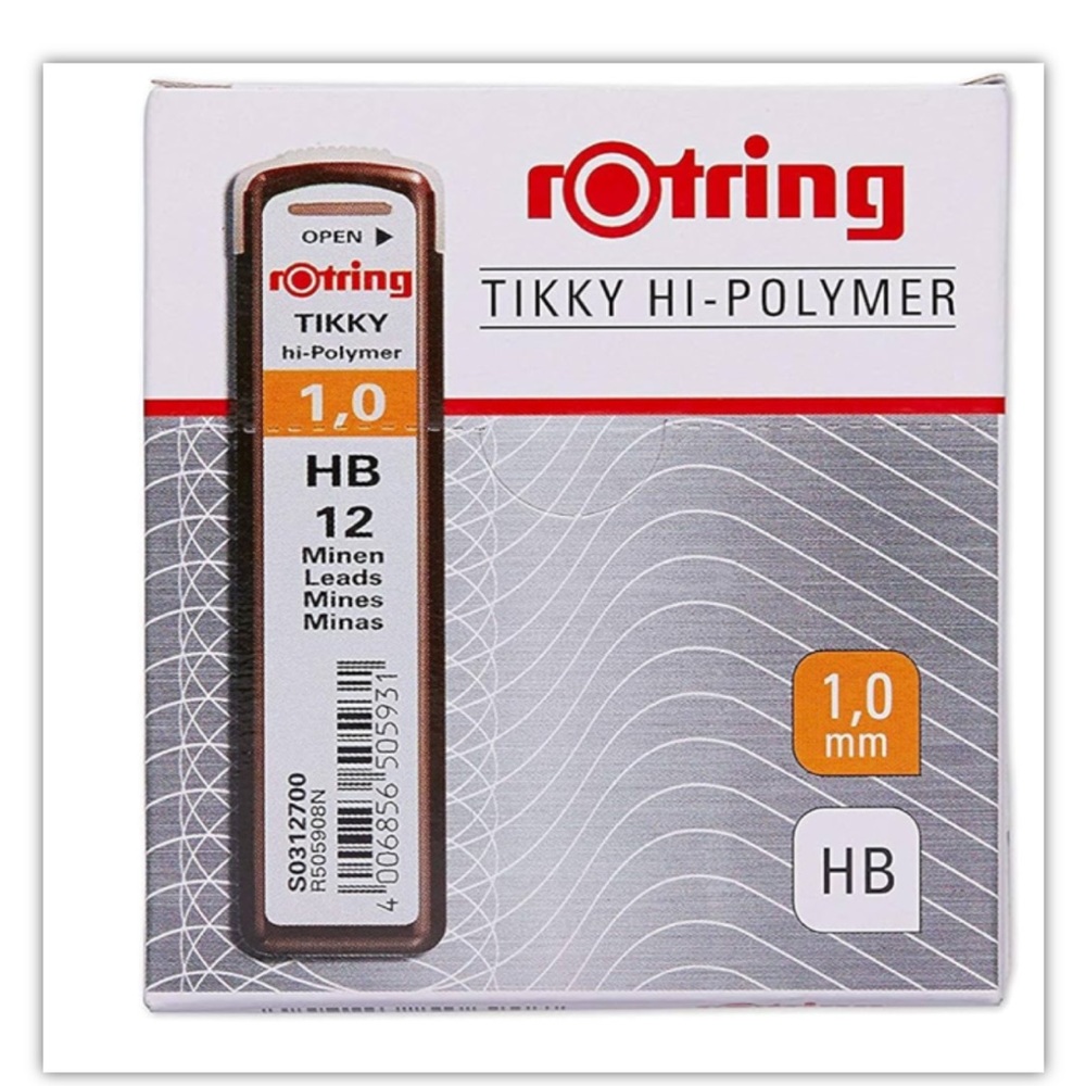 Rotring Replacement Leads for Tikky Mechanical Pencils, 1.0 Mm, Hard Black (HB)